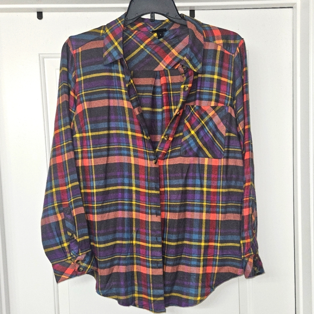 Torrid SOFT Multicolor Plaid Flannel Shirt Sz 1